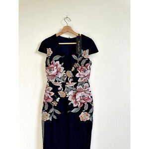 Phase Eight women's Nara short sleeve dress Floral Embroidered Navy Size 4 $319
